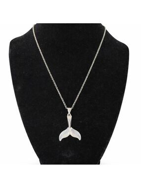 Periwinkle Silver Whale Fin Pendant Necklace